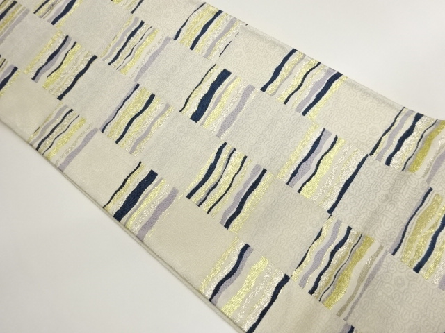 JAPANESE FUKURO OBI / PULP CLOTH / WOVEN WAVY STRIPE